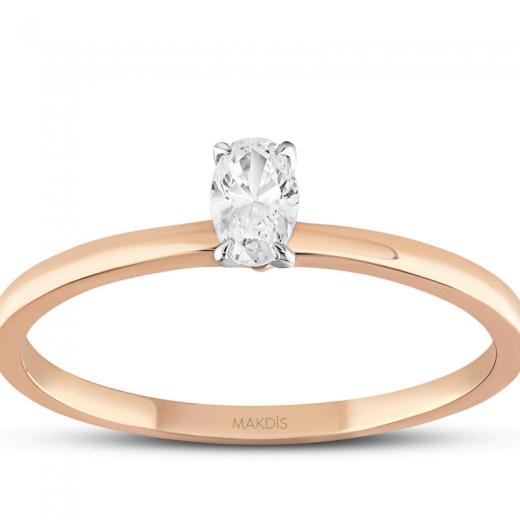 Oval 0.20 Karat Tektaş Yüzük
