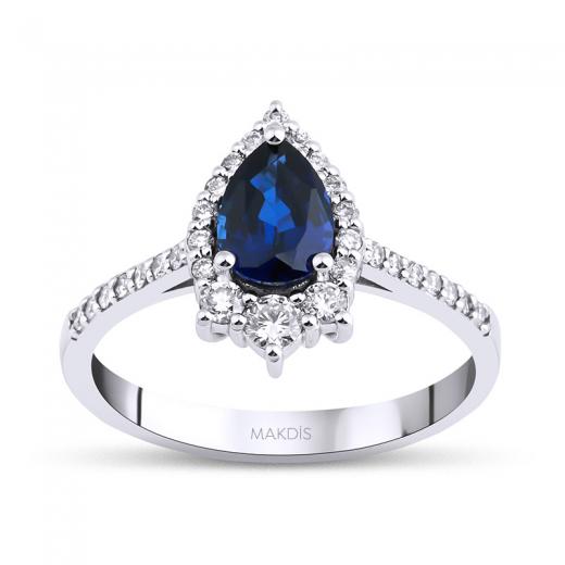1.22 Karat Pırlantalı Safir Yüzük 