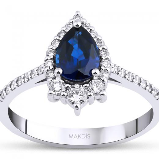 1.22 Karat Pırlantalı Safir Yüzük 