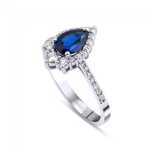 1.22 Karat Pırlantalı Safir Yüzük 