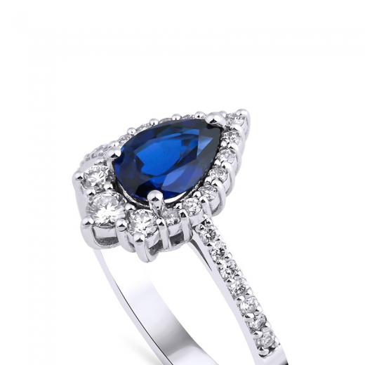 1.22 Karat Pırlantalı Safir Yüzük 