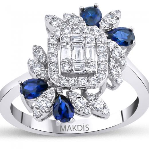 1.41 Karat Baget Safir Yüzük