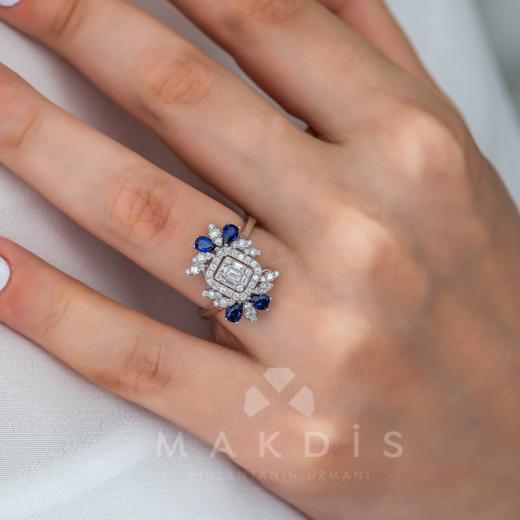 1.41 Karat Baget Safir Yüzük